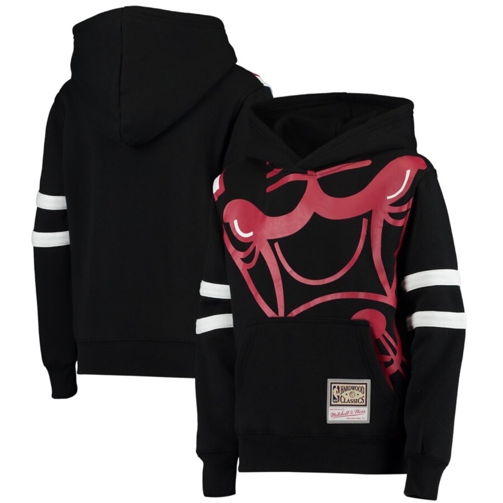 Youth Chicago Bulls Mitchell & Ness Black Classics Big Face 2.0 Pullover Hoodie